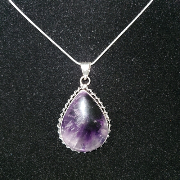 Handmade Jewelry - GIFT IDEA Amethyst Pendant Silver Wrapped Necklace